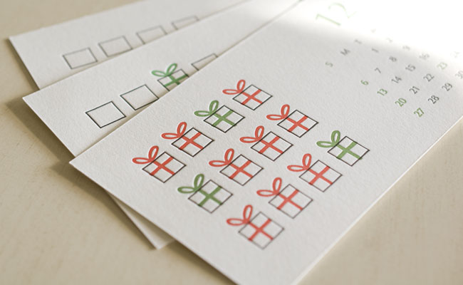 2015年レタープレスカレンダー、Bird Design Letterpress for Madu