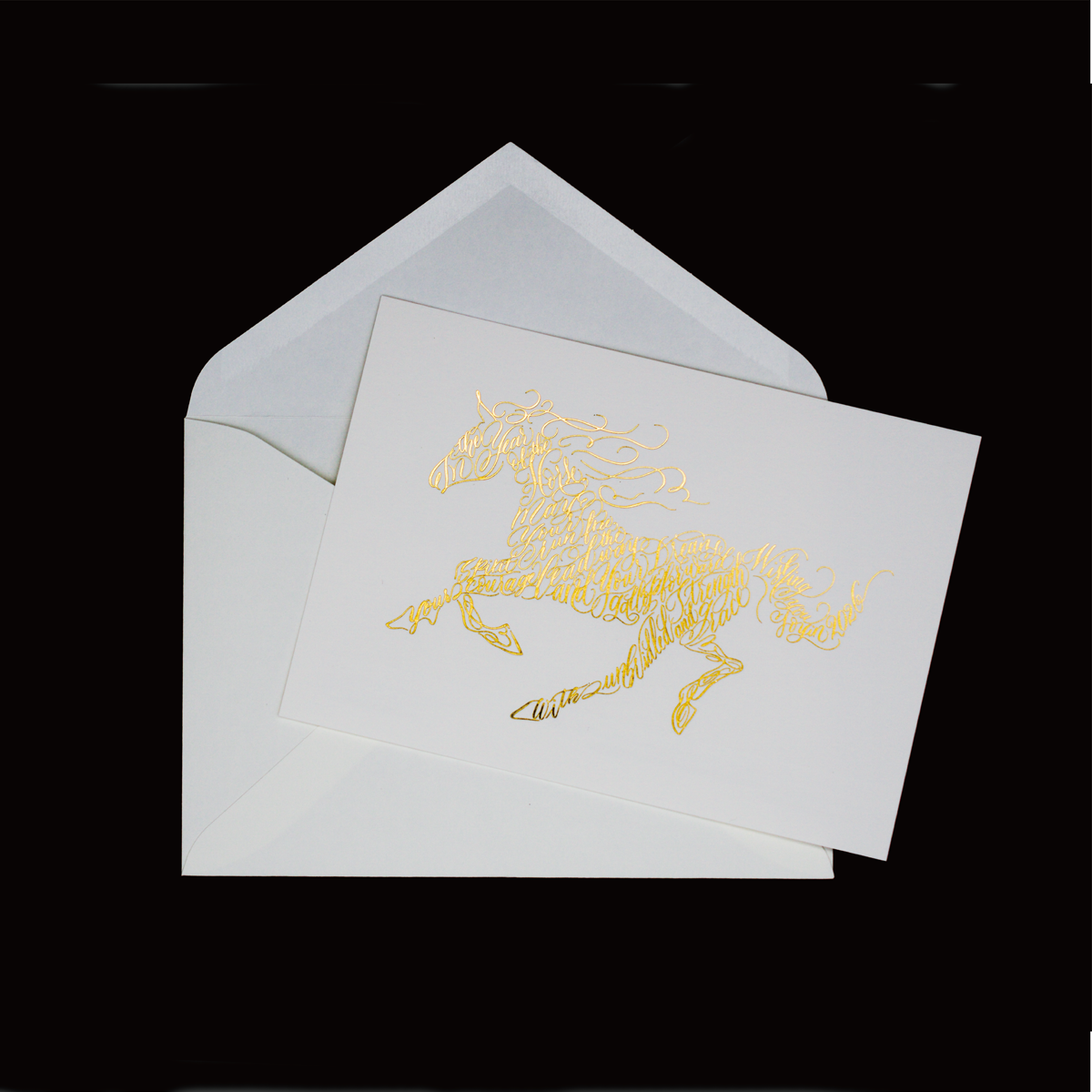 箔押し活版年賀状2026/HORSE 封筒付き