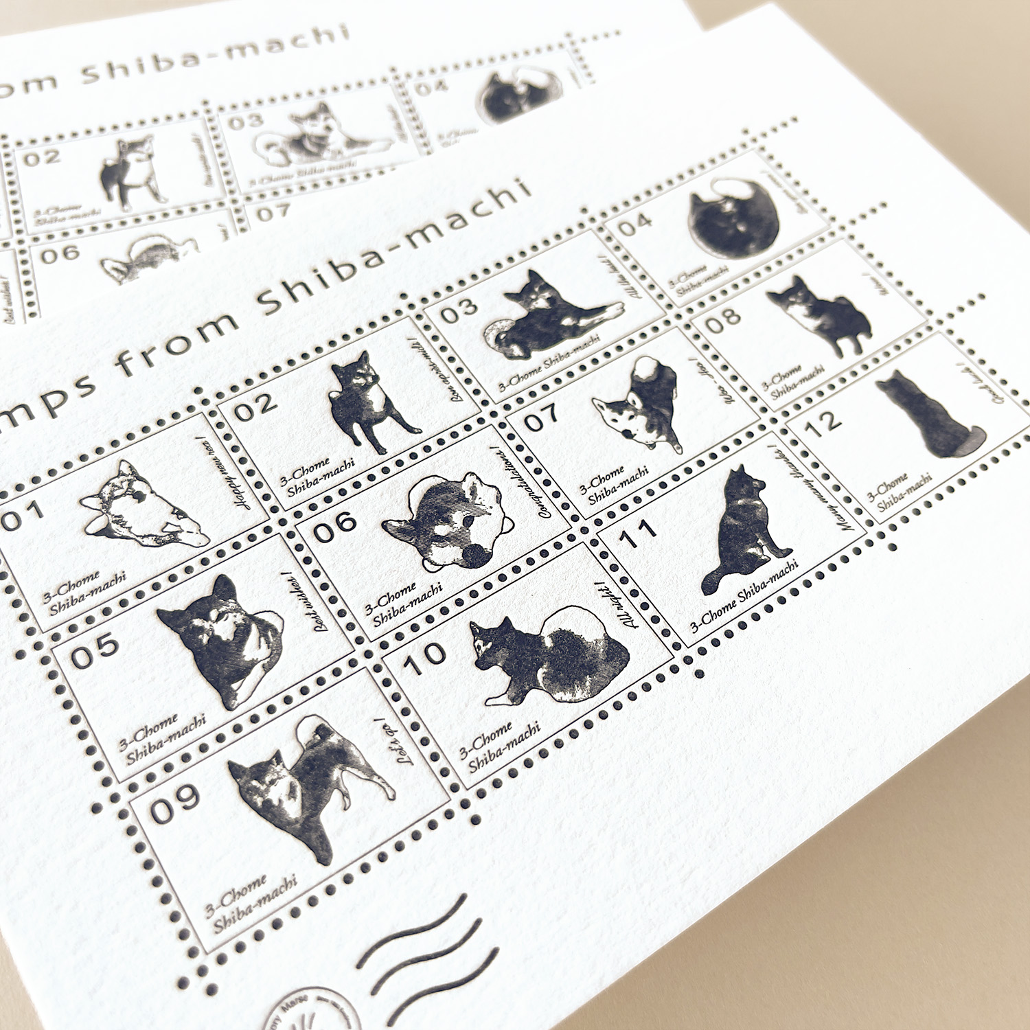 ファクトリーマース様、柴犬の活版印刷ポストカード