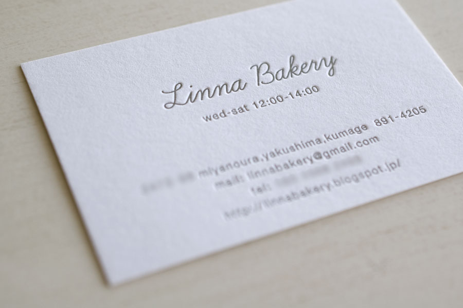 Linna Bakery様　活版印刷ショップカード