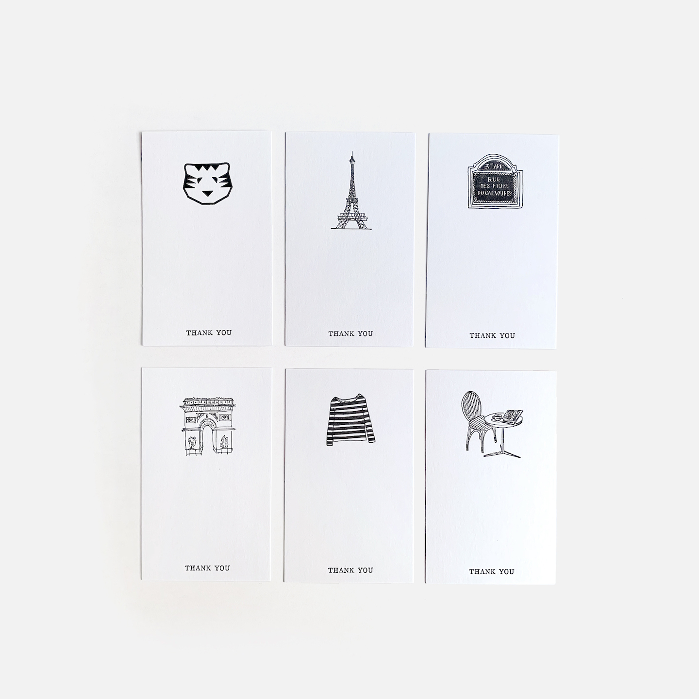 パピエティグル、活版印刷ワークショップの６種類のイラスト